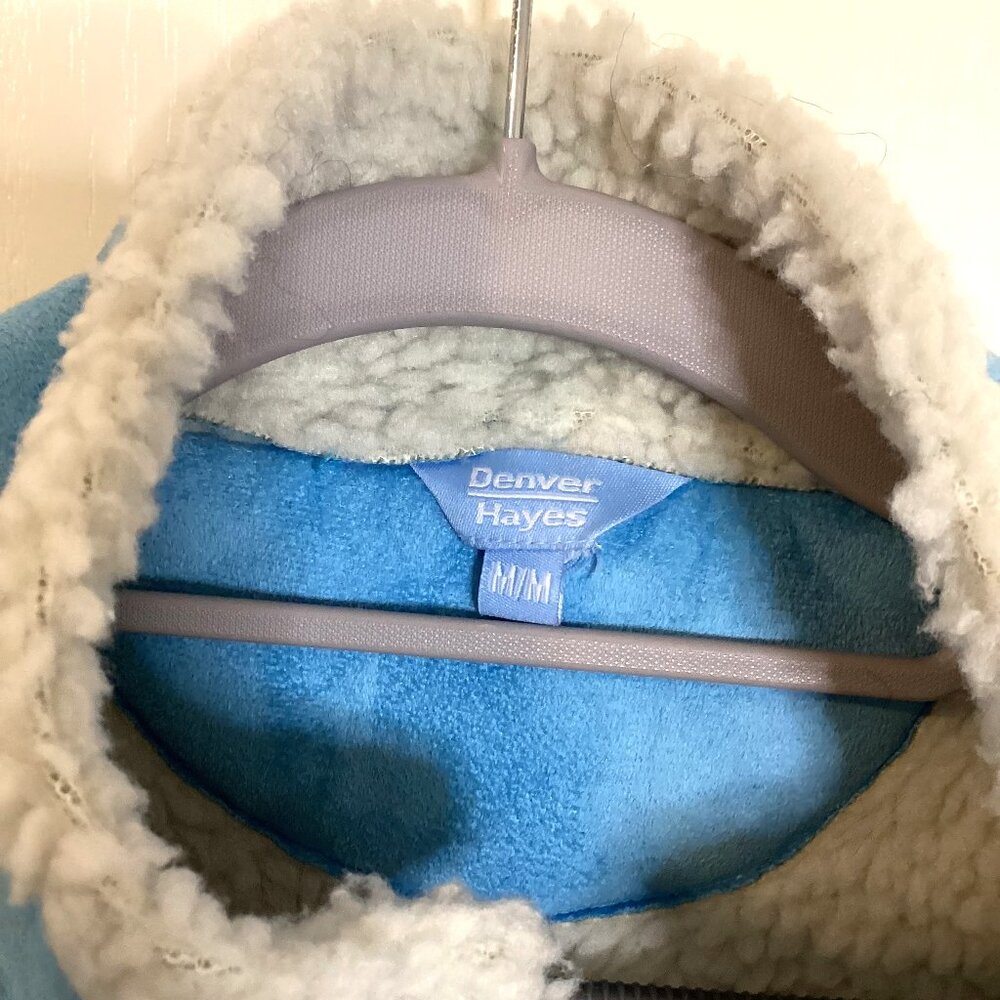 Denver Hayes Women's Blue Faux Suede Vest Sleeveless Size M Sherpa Lined - Picture 5 of 10